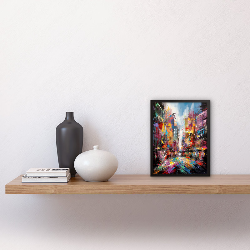 Aanijah Abstract City Street Modern Vibrant Cityscape - Single Picture Frame Print