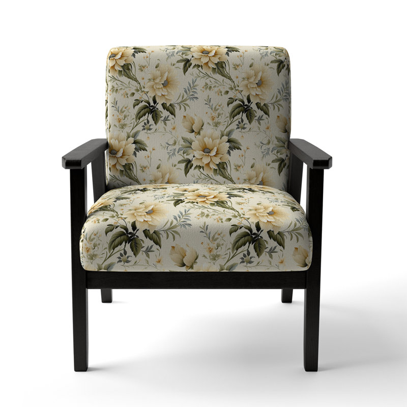 Cobalt Blue Scrollwork Swirls Victorian Pattern II - Upholstered Floral Accent Chair
