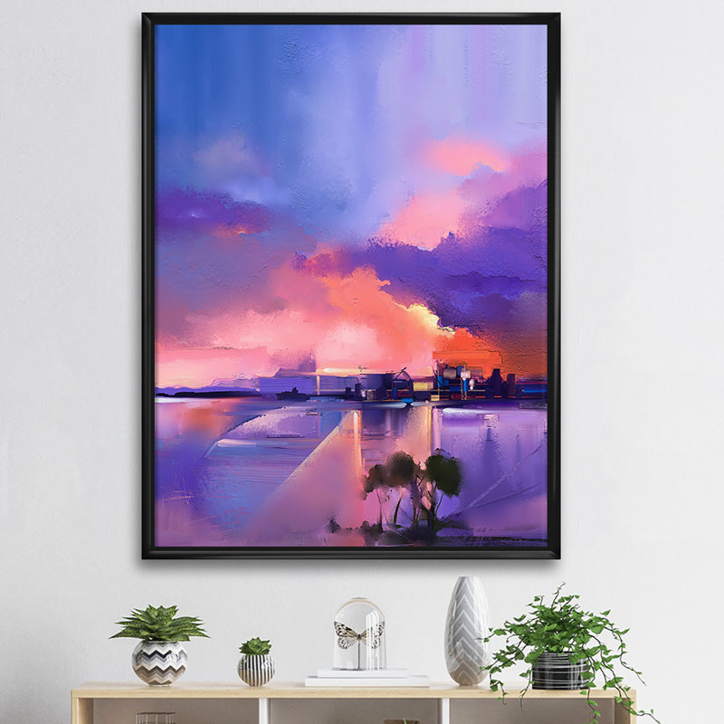 «Sky Abstract Landscape II», reproduction d'art sur toile, H 40 po x l 30 po x 1,5 po, Toile avec cadre noir