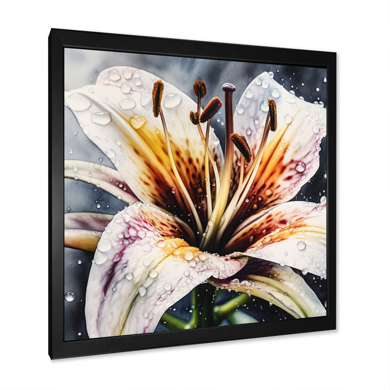 Lys blanc sérénade - imprimé, Cadre photo noir, H 16 po x l 16 po x P 1 po