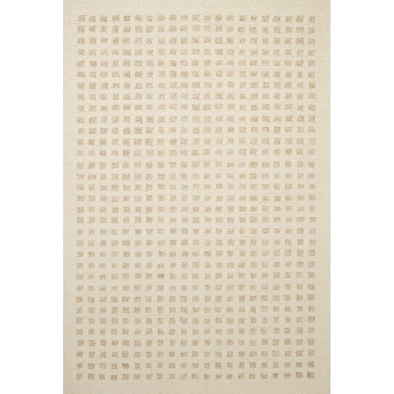 Tapis ivoire / naturel fait à la main Chris Loves Julia x Loloi Polly, Rectangle 5 pi x 7 pi 6 po