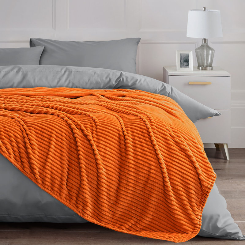 Thermal Supersoft Snug Cord Throw Blanket, Orange