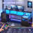 75'' Large Computer Desk with File Drawer & Power Outlet Led Lights-1573221684