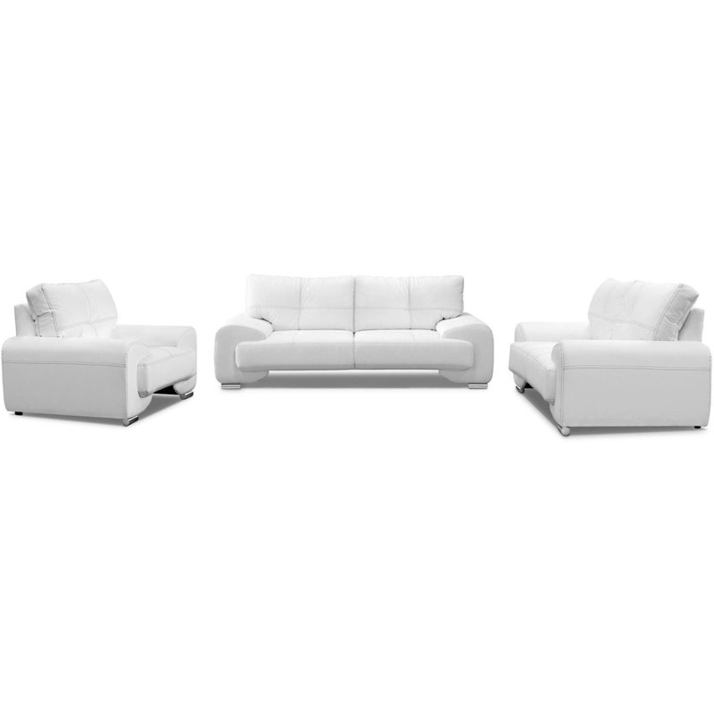 Cyntheia 3 - Piece Faux Leather Living Room Set, White
