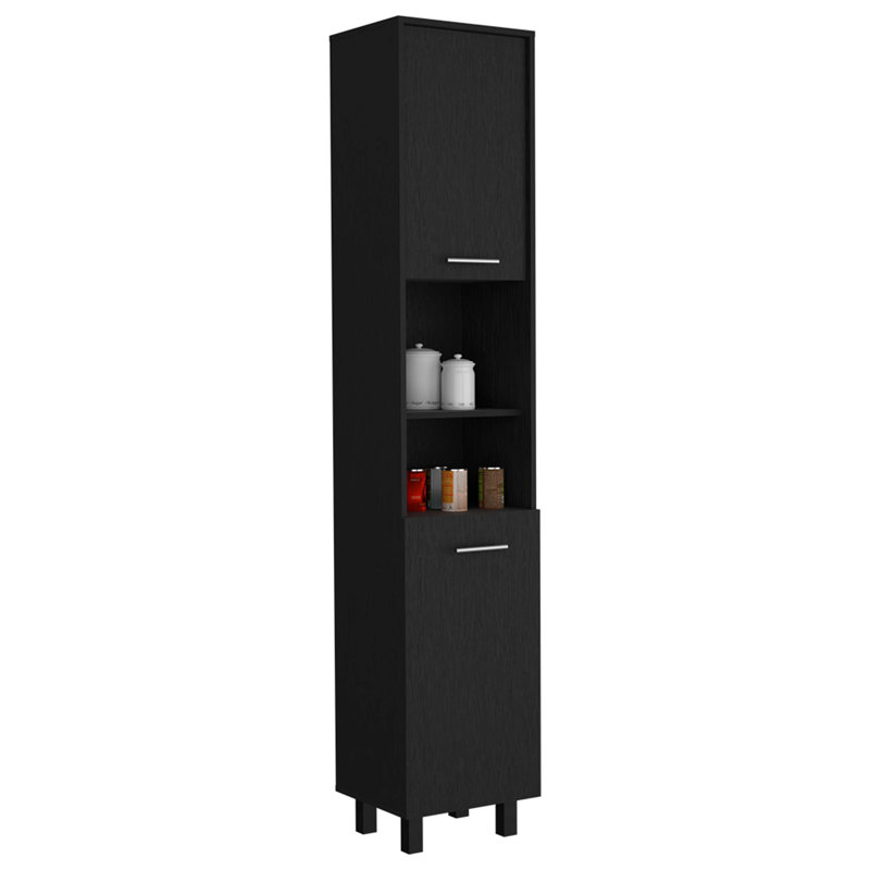 Armoire garde-manger Almada, trois tablettes intérieures, Noir, noir, noir, noir