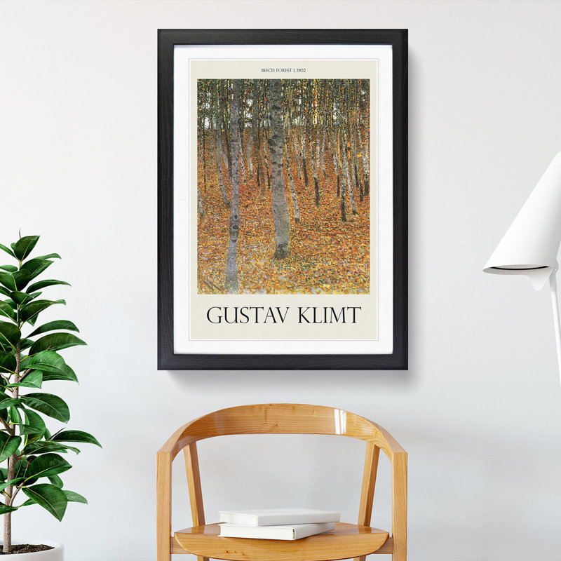 Beech Grove Forest Vol.2 by Gustav Klimt - Picture Frame Graphic Art, 48cm H x 36cm W x 2cm D, Black Framed