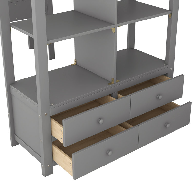 Lit mezzanine avec bibliothèque Gildus par Harriet Bee, Gris, Double