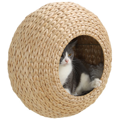 Tucker Murphy Pet™ Wall Mounted Cat Condo with Washable Cushion, Nature Wood
