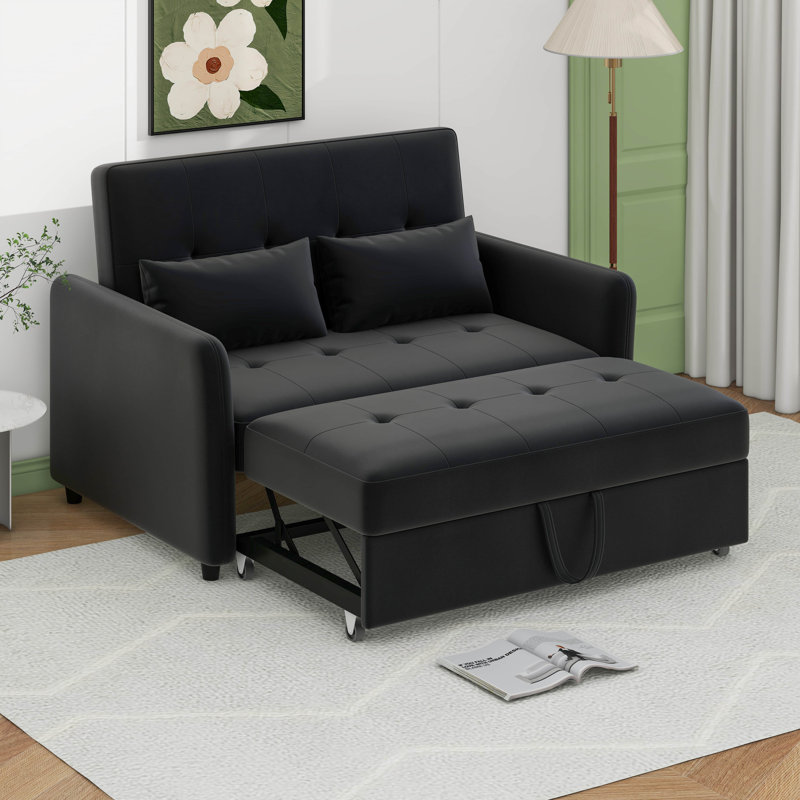 Lit convertible, fauteuil surdimensionné réglable avec trois ports USB, Noir