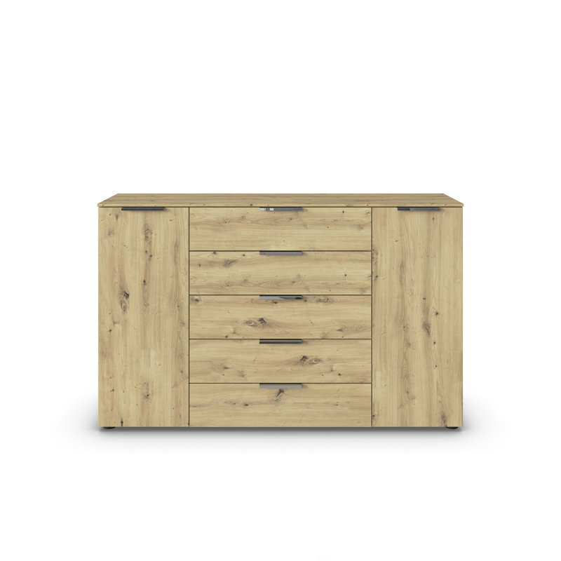 Flipp 5 - Drawer Chest of Drawers, Artisan Oak/Chrome