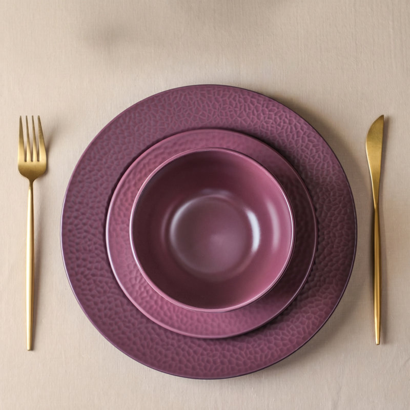 Stone Lain Topaz 12-Piece Dinnerware Set Stoneware, Cherry
