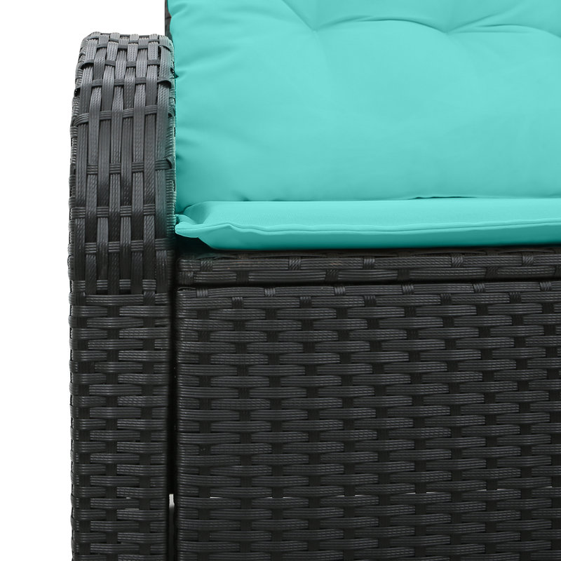  Canapé de jardin 2 places avec coussins en rotin de polyester noir, Noir