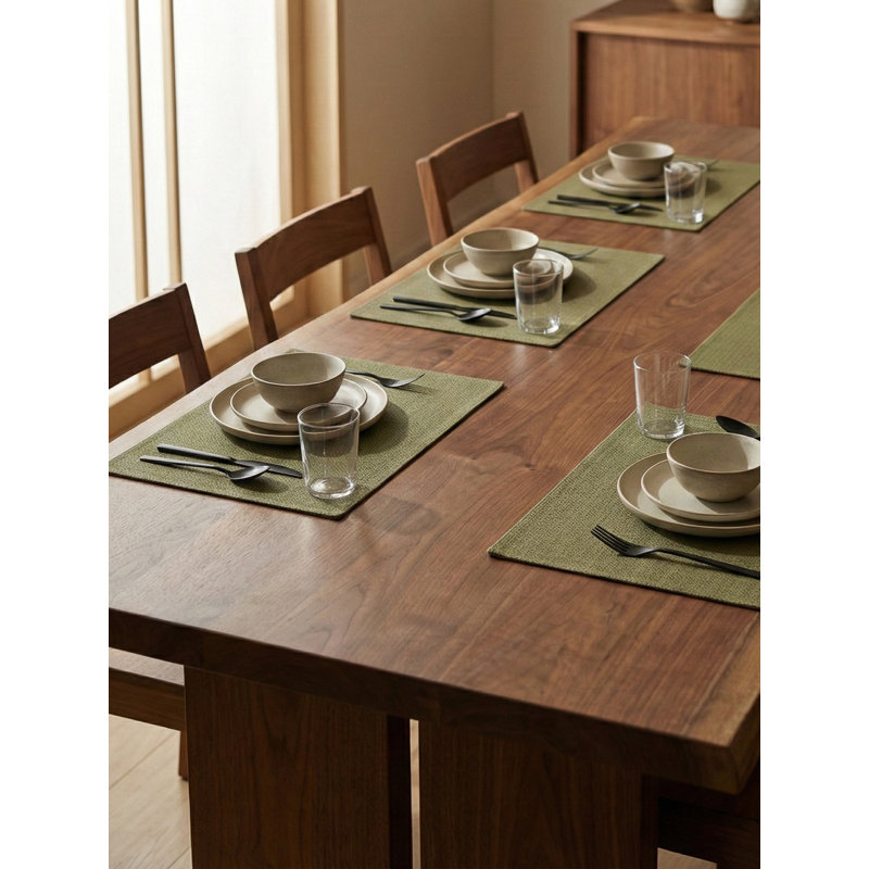 Navy Blue Drift Weave Indoor Outdoor Placemat, Green