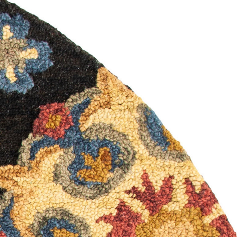 Tapis floral en laine touffeté à la main Emrick, Rond 6 pi