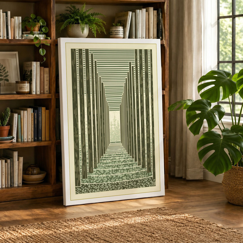 Columned Corridor Industrial - Wrapped Canvas, 30x20 - 76.2 x 50.8 cm, Cream Border