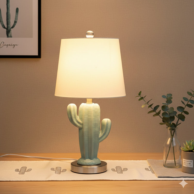 Lampe de table en céramique Cactus Plant