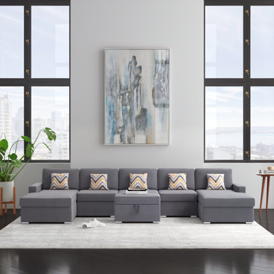 Upholstered U-Shaped Sectional Symmetrical