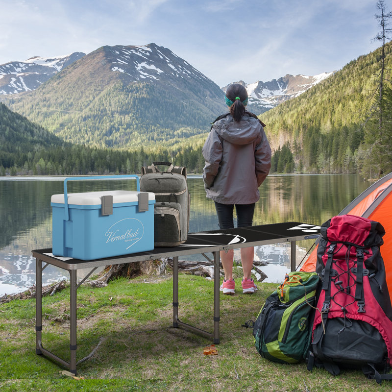94.5'' Black and Red Aluminum Folding Camping Table