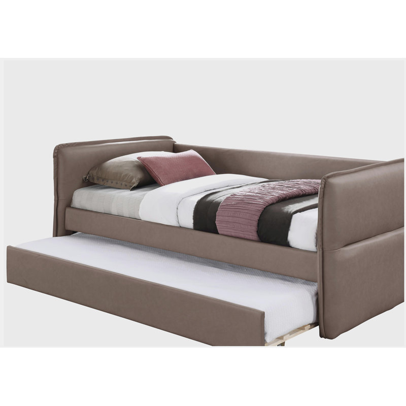 Daybed With a Trundle in Mocha, Brown
