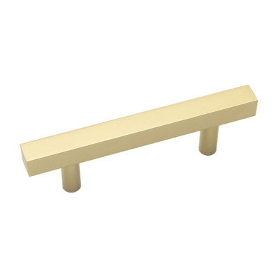 Heritage Designs Quad Bar Pull - 3" Center to Center Cabinet Pull Brushed Golden Brass - Contemporary Hardware for Drawers & Cabinets