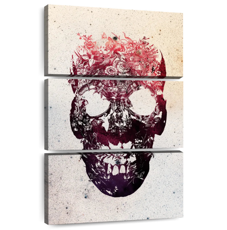 Kerner Pink Floral Skull, 74" H x 48" W