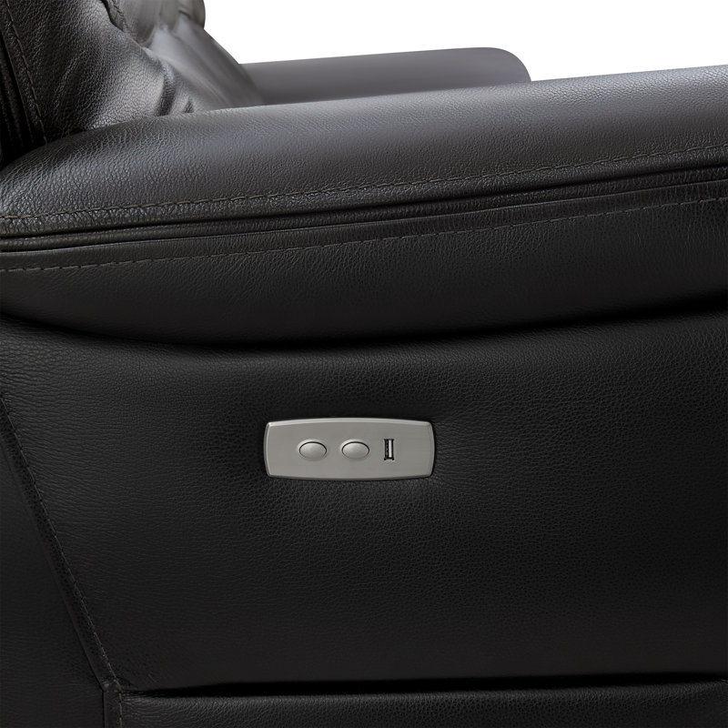 90.6'' Genuine Leather Power Recliner Sofa with USB Port