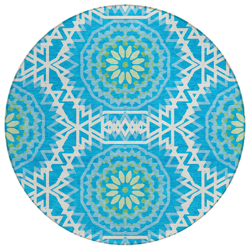Kawon Geometric Indoor / Outdoor Rug, Round 8'