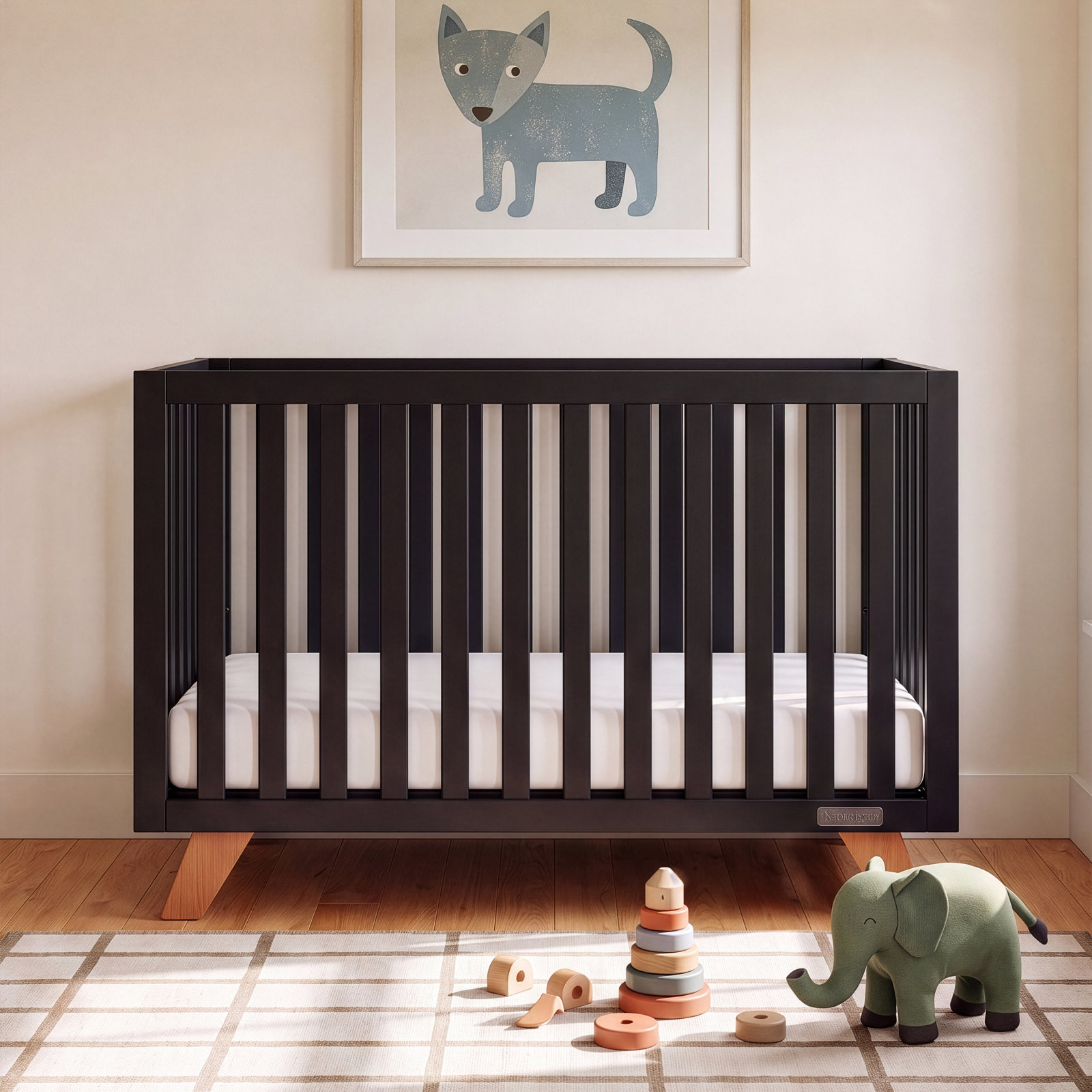 Soho 4 -in-1 Convertible Crib, Black/Natural