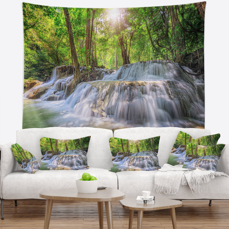 Photographie kanchanaburi cascade tapisserie, H 32 po x l 39 po