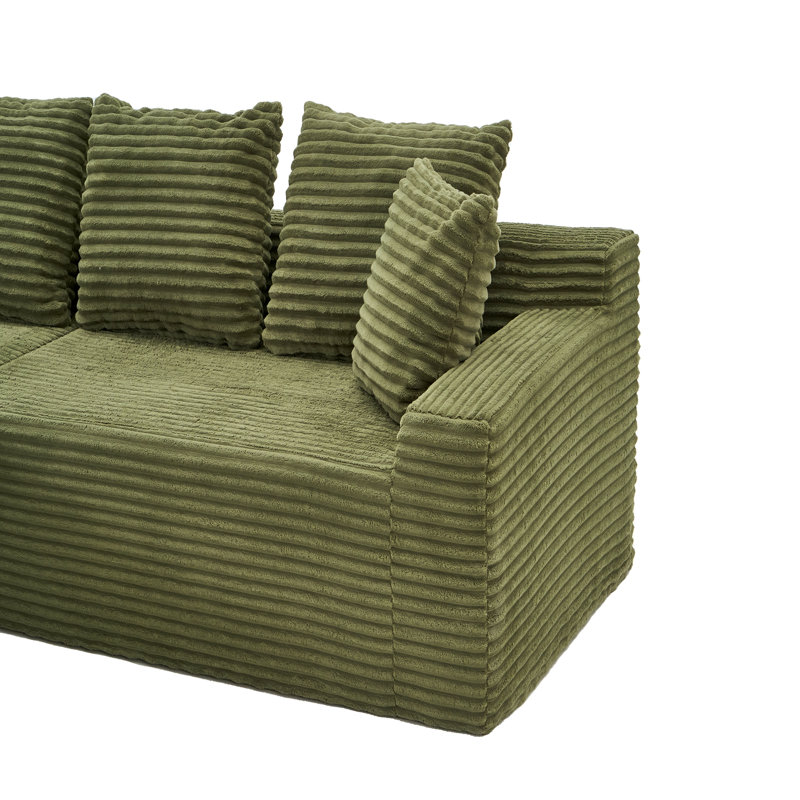 Canapé modulaire pour canapé modulaire avec méridienne 95 po, Green Corduroy, Left Hand Facing