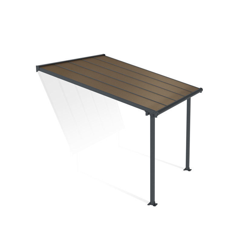 Palram - Canopia Olympia 9' 8" D Polycarbonate Stationary Patio Awning, 120" H x 121" W x 116" D, Gray/Bronze