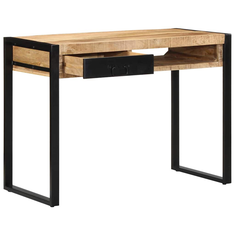 Alvia Solid Wood Top Metal Base Writing Desk
