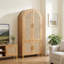 Armoire de rangement Modern Farmhouse avec portes en rotin et tablettes réglables-1483136794