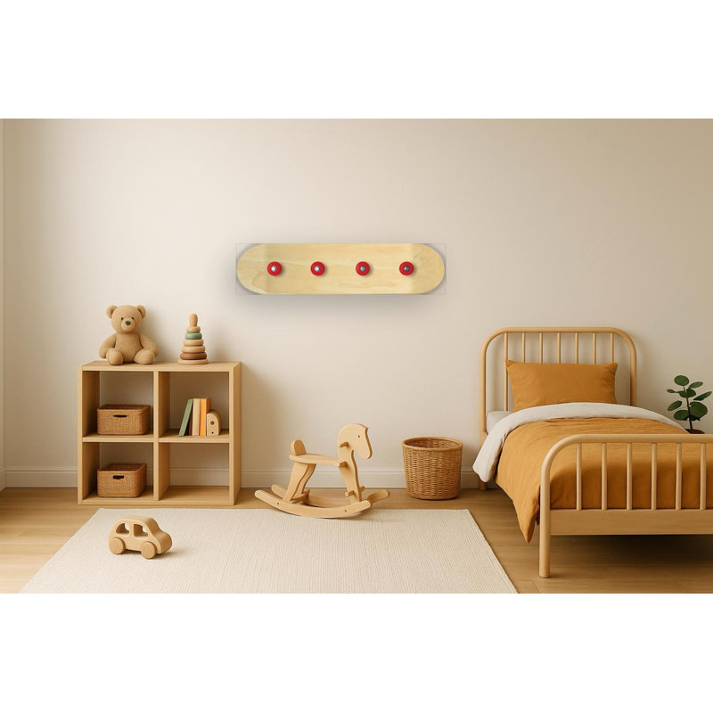 Portemanteaux Skateboard Decko-Board - 8 po x 31 po, Brun / Naturel