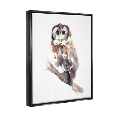Hibou perché regardant par l'aquarelle par Annie Warren - peinture sur toile
