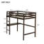 Lit mezzanine simple avec bureau intégré, échelle et garde-corps de sécurité, bois d'hévéa, finition espresso