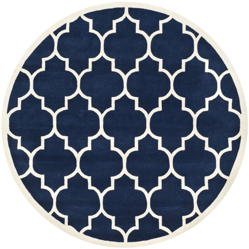 Carolene Hand Tufted Wool Geometric Rug, Round 4'