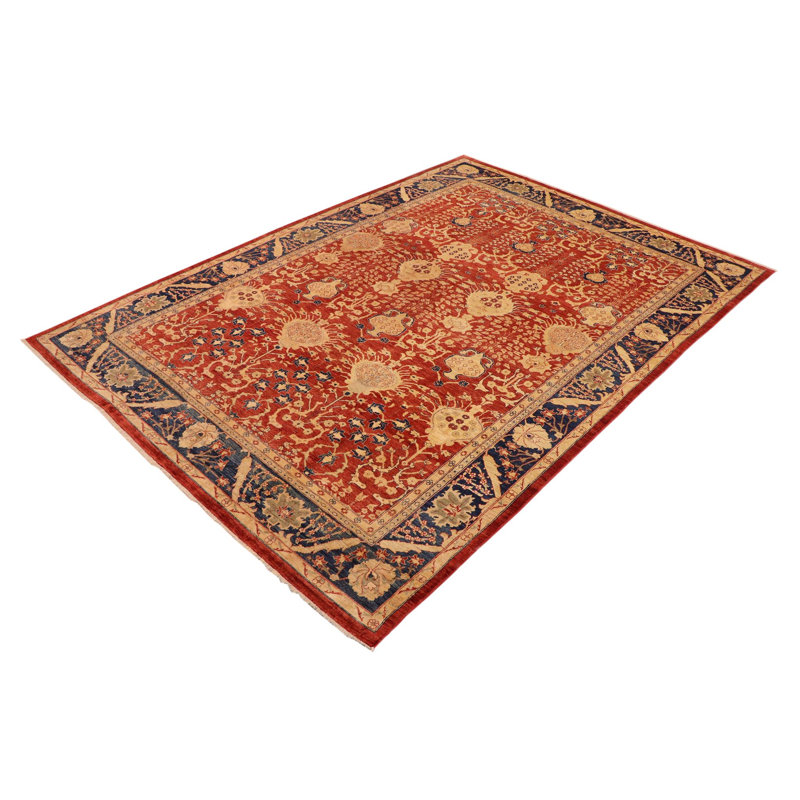 Tapis oriental rouge / brun / noir en laine noué à la main 9 pi 10 po x 13 pi 9 po Oriental