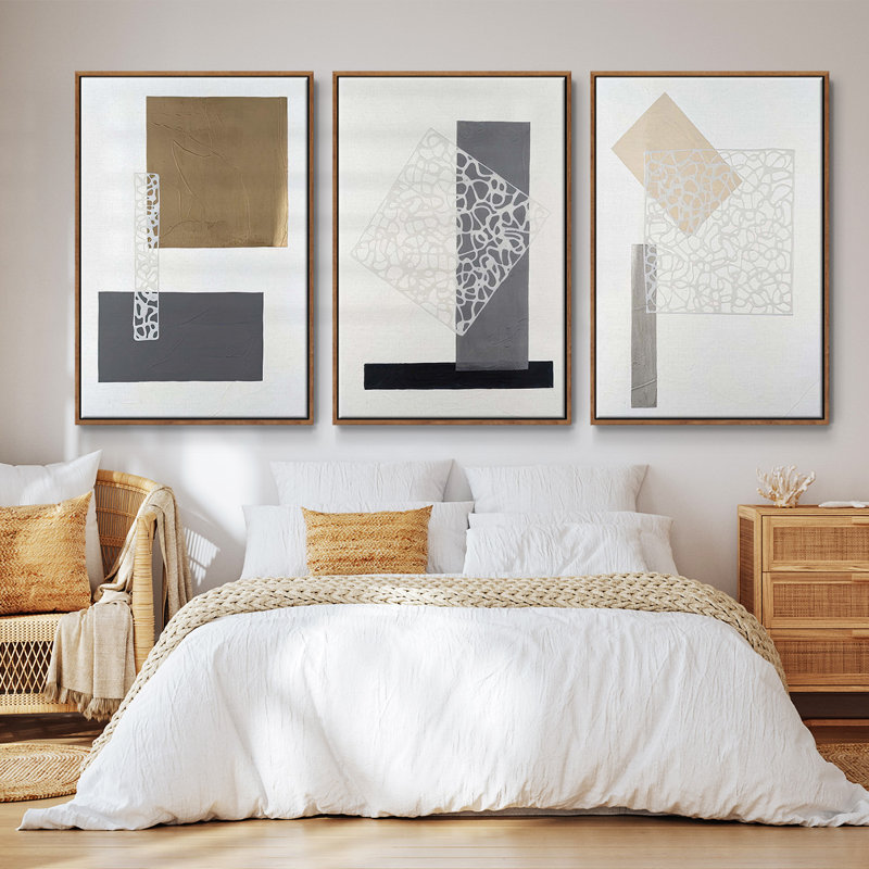 Nooks & Crannies I - Ensemble de 3 reproductions sur toiles, Noyer, H 27 po x l 54 po