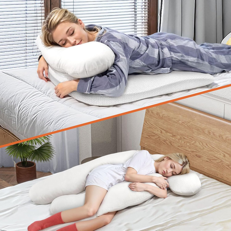 Sound Sleep Comfort Shoulder Pain Relief Side Sleeper Pillow System with Arm Contoured Wedge Pillow, H-Shape Body Pillow & Headrest for Adult or Pregnancy