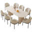 Ensemble de table de salle à manger 70,86 "rectangulaire blanc crème avec 8 chaises pour la cuisine, le bar et le salon-629389922-629389924