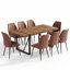 Ensemble de salle à manger rectangulaire en bois de style industriel moderne du milieu du siècle, 9 pièces, avec chaises en similicuir-131643603