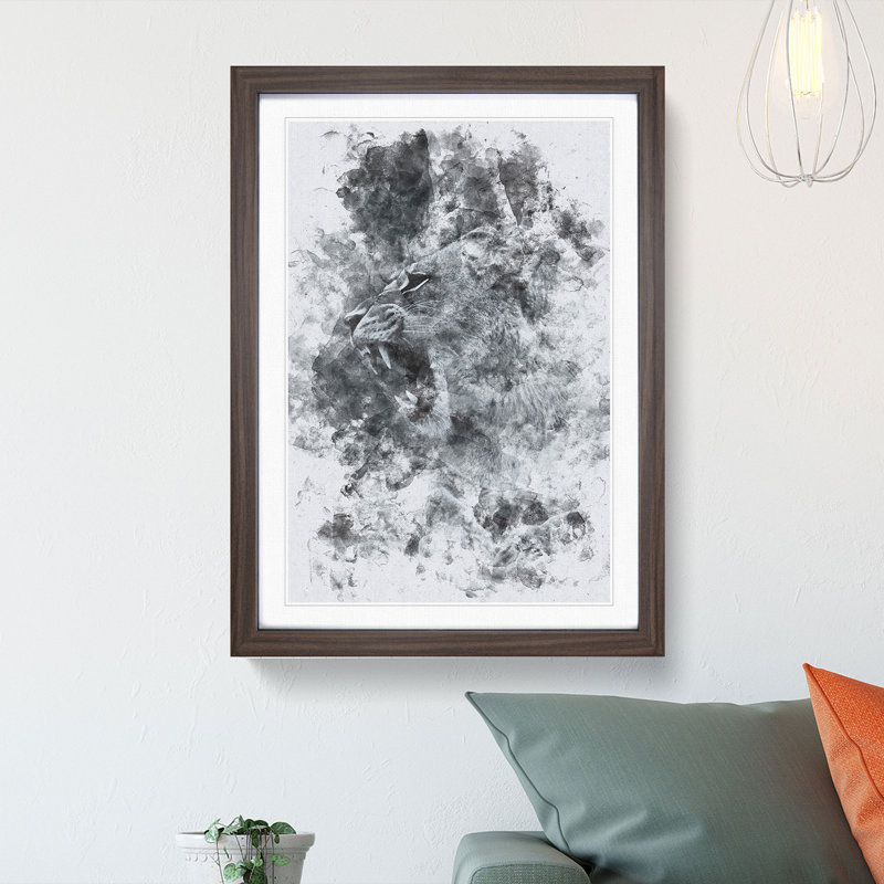 Fierce Lioness - Picture Frame Painting Print, Walnut Framed, 87cm H x 62cm W x 2cm D