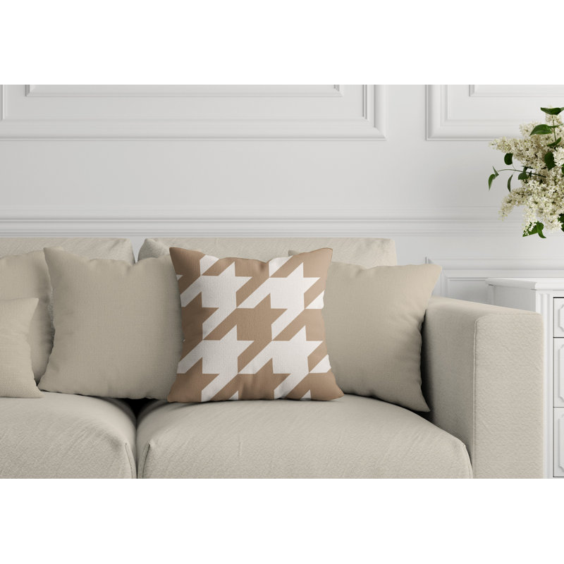 Housse et insert de coussin carré d'extérieur Easton Houndstooth, Beige, L 17 po x H 17 po