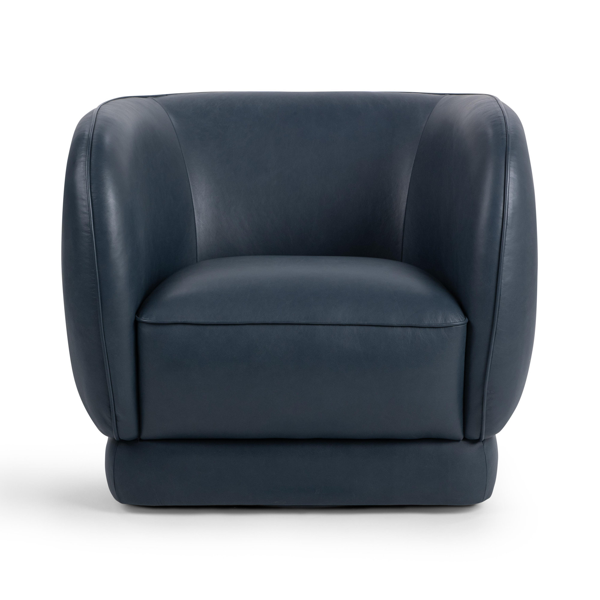Rinner Genuine Leather Swivel Club Chair, Mystic Blue