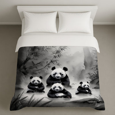 Panda Family In Water Duvet Covers
