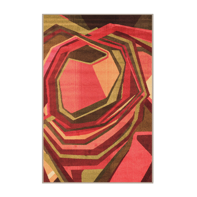 Tapis orange / vert / rouge en laine tissée à la machine Chaselyn, Rectangle 5 pi x 7 pi