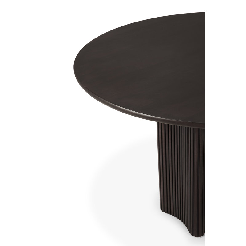 Roller Max Round Solid Wood Dining Table, Dark Brown