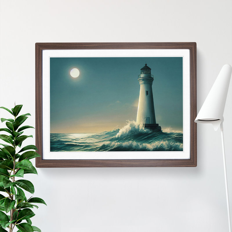Epic Lighthouse - Framed Print, 34cm H x 46cm W x 2cm D, Walnut