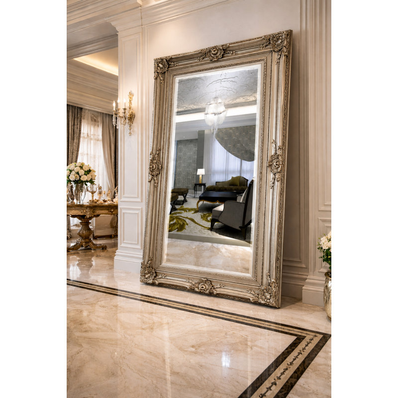 Flat Solid Wood Beveled Mirror, Antique Gold